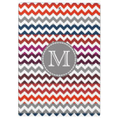 Red White Gray Zickzack Zigzag Monogram Klemmbrett (Rückseite)