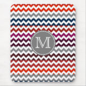 Red White Gray Zickzack Zigzag Monogram Mousepad (Vorne)