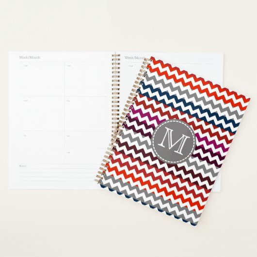 Red White Gray Zickzack Zigzag Monogram Planer (Anzeige)