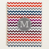 Red White Gray Zickzack Zigzag Monogram Planer (Vorderseite)