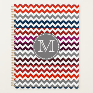 Red White Gray Zickzack Zigzag Monogram Planer