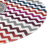 Red White Gray Zickzack Zigzag Monogram Schneidebrett (Ecke)