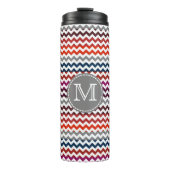 Red White Gray Zickzack Zigzag Monogram Thermosbecher (Vorderseite)