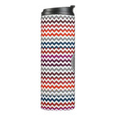 Red White Gray Zickzack Zigzag Monogram Thermosbecher (Nach links gedreht)