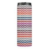 Red White Gray Zickzack Zigzag Monogram Thermosbecher (Rückseite)