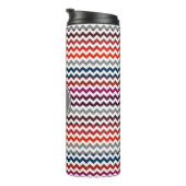 Red White Gray Zickzack Zigzag Monogram Thermosbecher (Nach rechts gedreht)