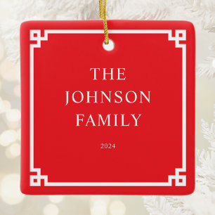 Red White Greece Key Border Family Foto Keramikornament