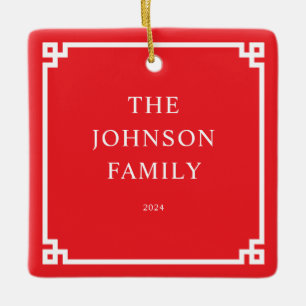 Red White Greece Key Border Family Foto Keramikornament