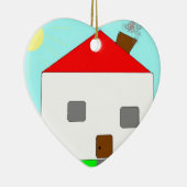 Red White Green Blue House Zeichnend, Kunst von Ki Keramikornament (Rechts)