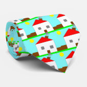 Red White Green Blue House Zeichnend, Kunst von Ki Krawatte (Gerollt)