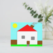 Red White Green Blue House Zeichnend, Kunst von Ki Postkarte (Stehend Vorderseite)