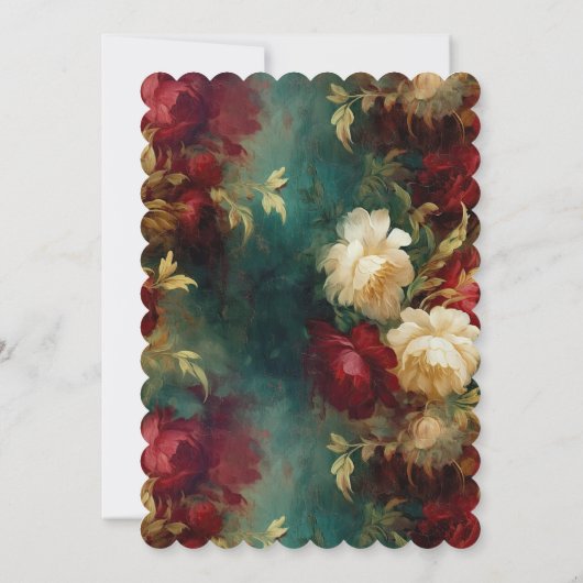 Red White Green Blume Einladung (Rückseite)