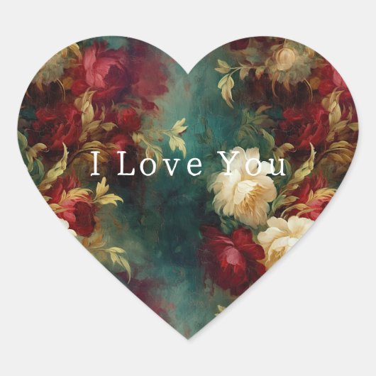 Red White Green Blume Herz-Aufkleber (Vorderseite)