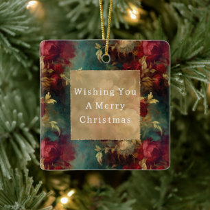 Red White Green Blume Keramikornament