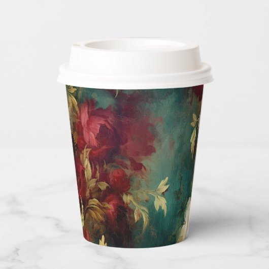 Red White Green Blume Pappbecher (Rückseite)