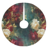 Red White Green Blume Polyester Weihnachtsbaumdecke (Vorderseite)