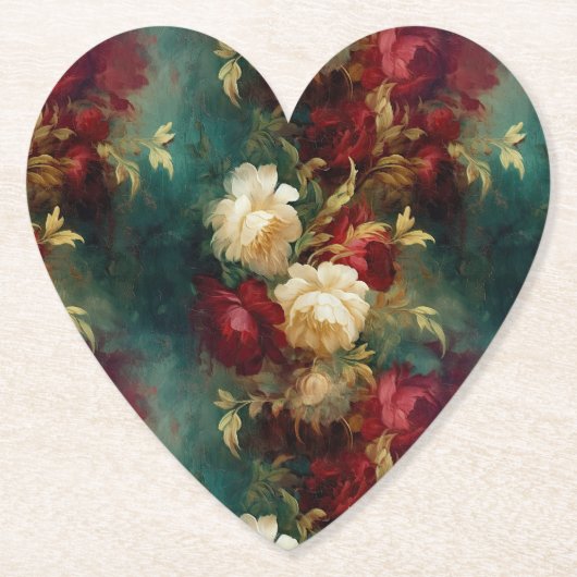 Red White Green Blume Untersetzer (Vorderseite)