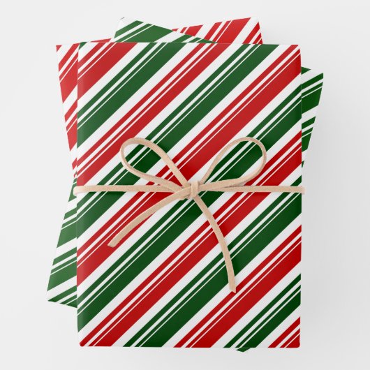 Red White Green Candy Cane Strip Holiday Geschenkpapier Set (Beispiel)