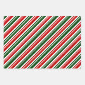 Red White Green Candy Cane Strip Holiday Geschenkpapier Set (Vorderseite)