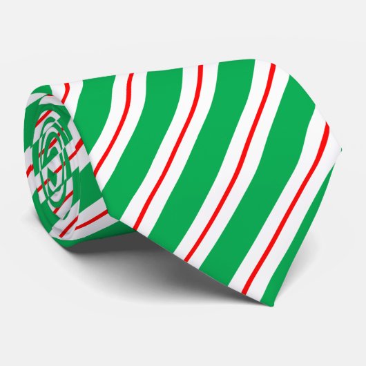 Red White Green Candy Cane Stripes Krawatte (Gerollt)