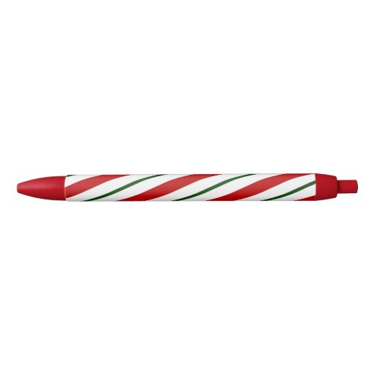 Red White & Green Candy Cane Stripes Weihnachten Kugelschreiber (Vorderseite)