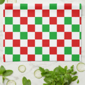 Red White Green Checkered Pattern Design  Geschirrtuch (Gefaltet)
