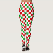 Red White Green Checkered Pattern Design Leggings (Rückseite)