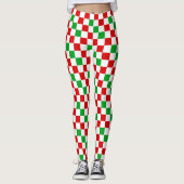 Red White Green Checkered Pattern Design Leggings (Vorderseite)