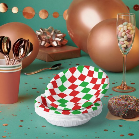 Red White Green Checkered Pattern Design Pappteller (Multi)