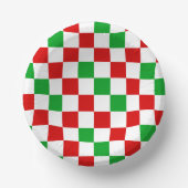 Red White Green Checkered Pattern Design Pappteller (Vorderseite)