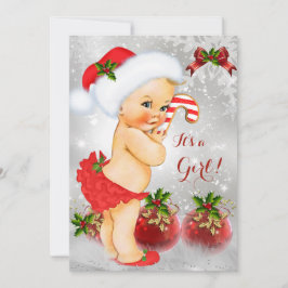 Red White Green Christmas Baby Shower Girl Blonde Einladung