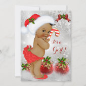Red White Green Christmas Baby Shower Girl Ethnic Einladung (Vorderseite)