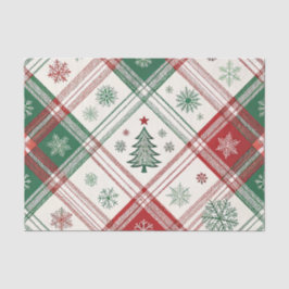 RED WHITE GREEN CHRISTMAS PLAID PATTERN SEIDENPAPIER