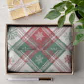 RED WHITE GREEN CHRISTMAS PLAID PATTERN SEIDENPAPIER (Geschenk)
