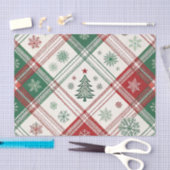 RED WHITE GREEN CHRISTMAS PLAID PATTERN SEIDENPAPIER (Handwerk)