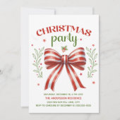 Red White Green Coquette Bow Weihnachtsgebäck Part Einladung (Vorderseite)