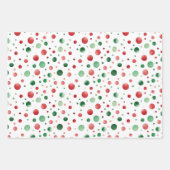 Red White Green Dots Birthday Geschenkpapier Set (Vorderseite)