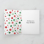 Red White Green Dots Birthday Karte (Innenseite)