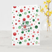 Red White Green Dots Birthday Karte (Gelbe Blume)