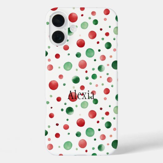 Red White Green Dots Christmas Case-Mate iPhone Hülle (Rückseite)