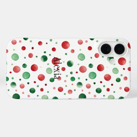 Red White Green Dots Christmas Case-Mate iPhone Hülle (Rückseite (Horizontal))