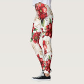 Red White Green Floral Patterns Elegant Large Chic Leggings (Links)