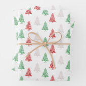 Red White Green gestanzt Kleine Weihnachtsbaumen Geschenkpapier Set (Beispiel)