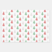 Red White Green gestanzt Kleine Weihnachtsbaumen Geschenkpapier Set (Vorderseite)
