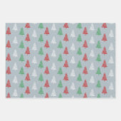 Red White Green gestanzte Schneeweihnachtsbäume Geschenkpapier Set (Vorderseite 2)