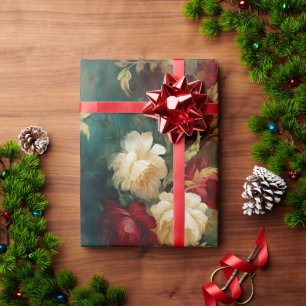 Red White Green Gold Blume Geschenkpapier