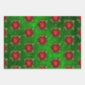 Red White & Green Holiday Wreath Geschenkpapier Set (Vorderseite 2)