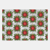 Red White & Green Holiday Wreath Geschenkpapier Set (Vorderseite)