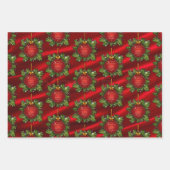 Red White & Green Holiday Wreath Geschenkpapier Set (Vorderseite 3)