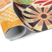 Red White Green Kimono Floral Decoupage Geschenkpapier (Rolleneckpunkt)